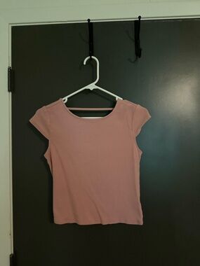 No Boundaries Short Sleeve Scoop Neck Top - Dusty Pink